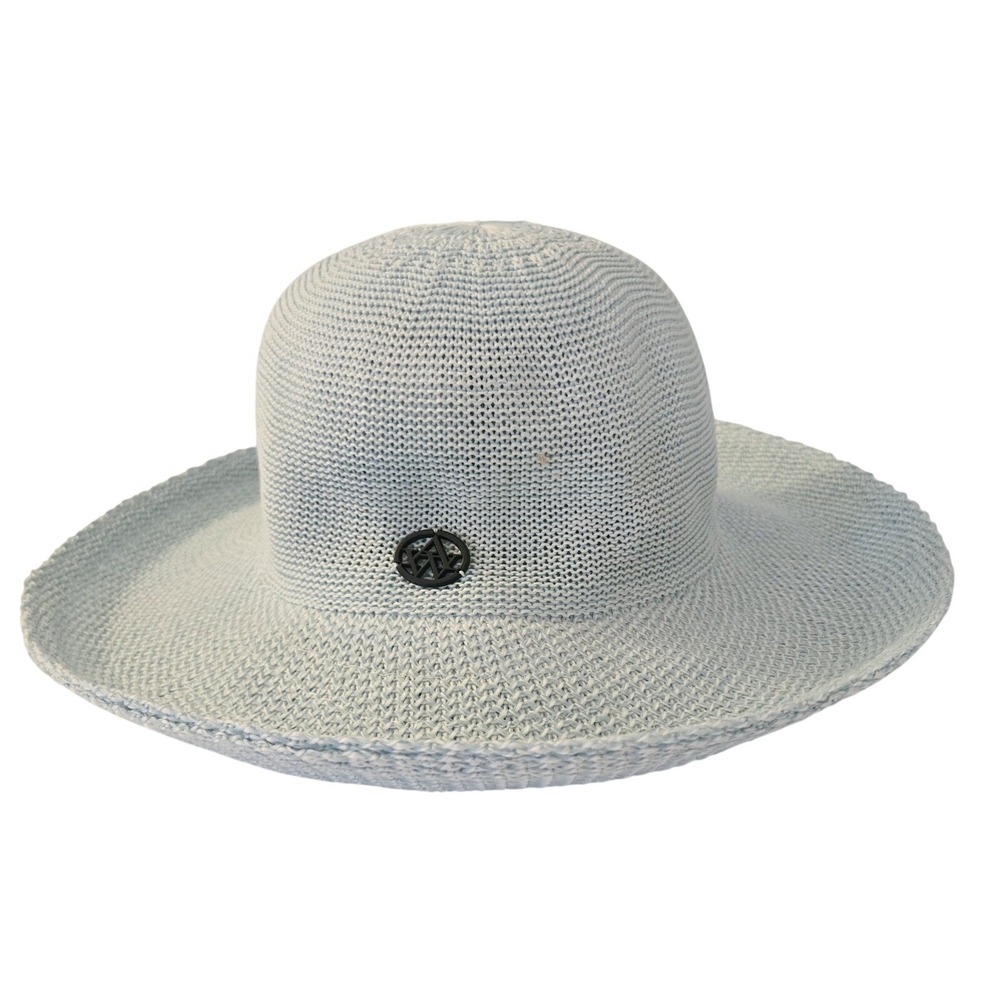 Angela & William Womens Blue Knit Wide‎ Brim Sun Hat One Size Beach Summer